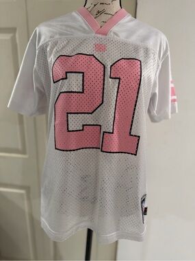 Reebok White Mesh Tee with Pink 21 Graphic